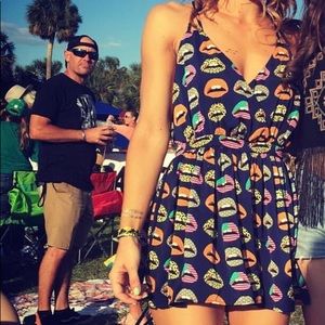 Fun navy pattern romper! Size M